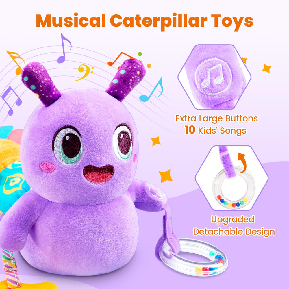 GoGonova caterpillar with squeak and bell for delightful auditory cues.