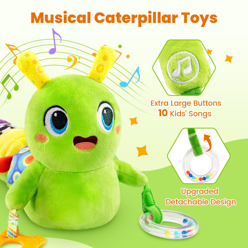 GoGonova caterpillar toy tummy time boosts neck and back strength