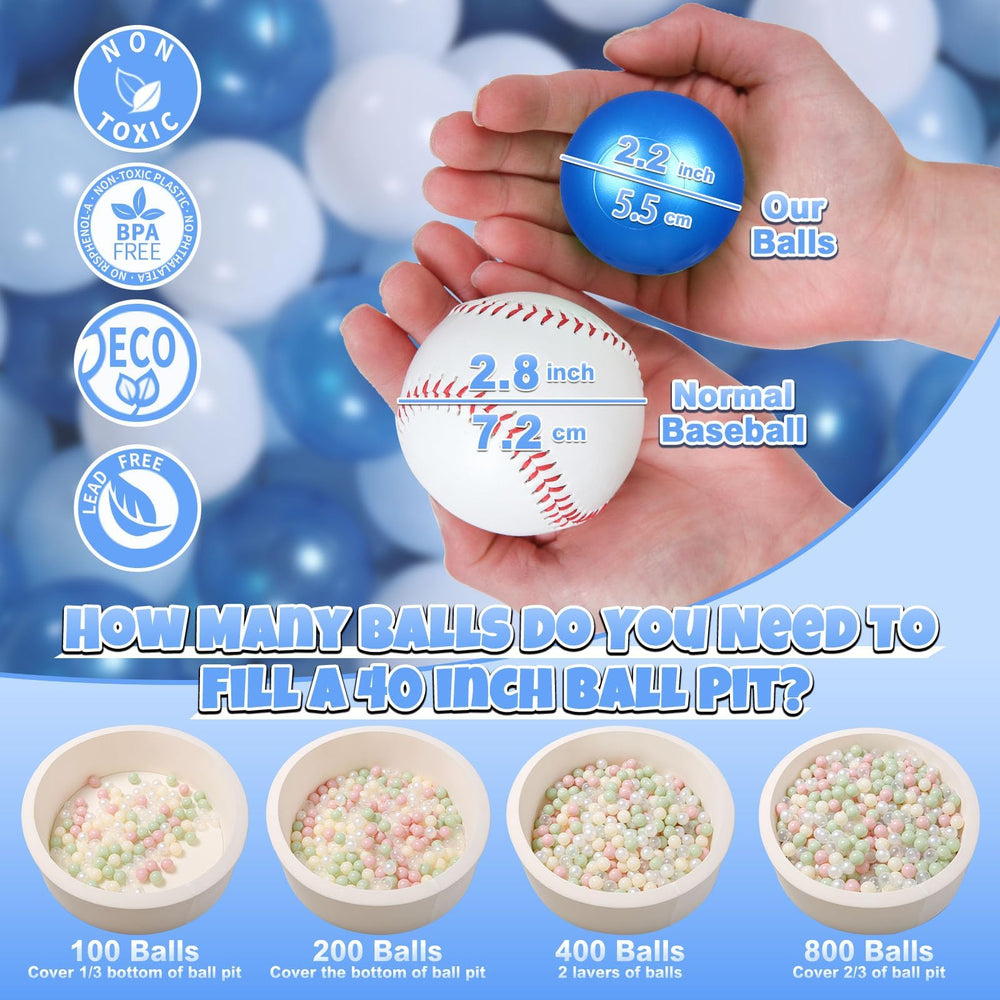 GOGOSO ball pit balls in pastel light blue for color sorting play