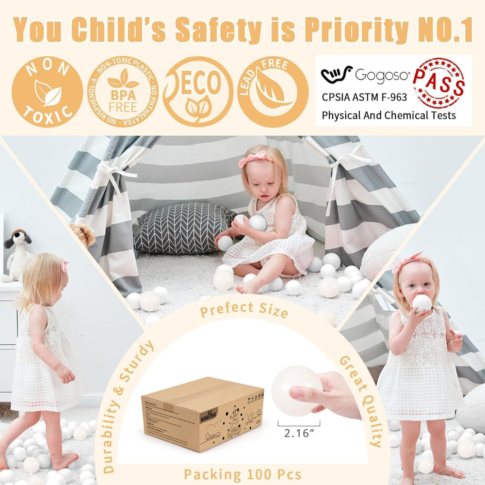 GOGOSO ball pit balls arrive in a sturdy bag for easy storage.