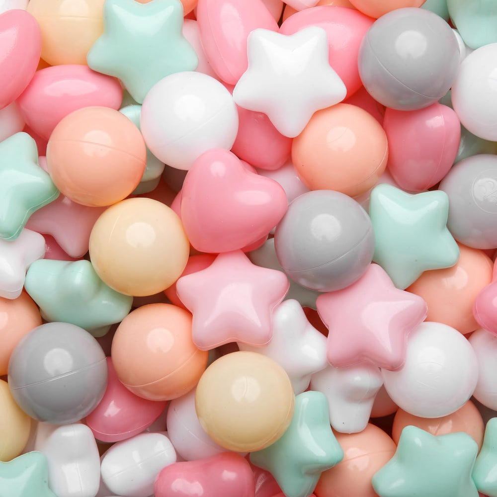 GOGOSO ball-pit balls in stars and hearts, 100-piece set for safe, colorful play
