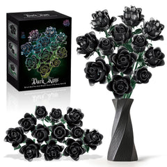 Gohero Black Roses Building Set front view for a dramatic gothic centerpiece.