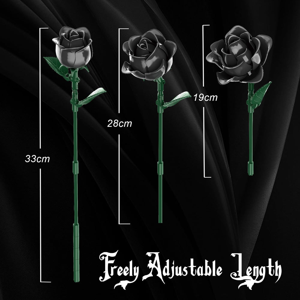 Gohero Black Roses Building Set enduring centerpiece for home or office.