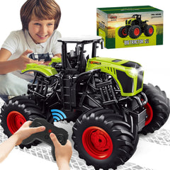 Gohero RC monster truck tractor front view demonstrates stable grip on outdoor surfaces.