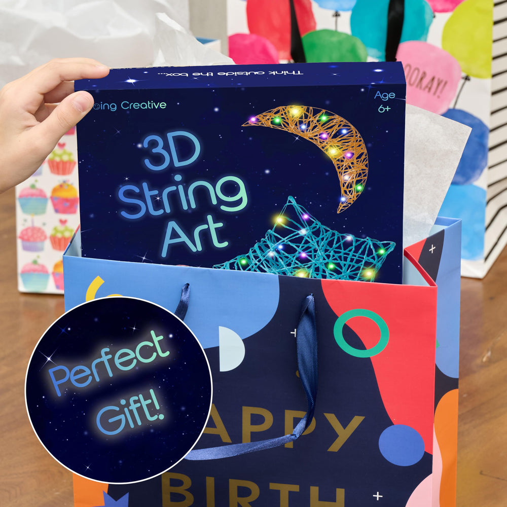 Going Creative 3D string art kit display-ready art glowing on the wall