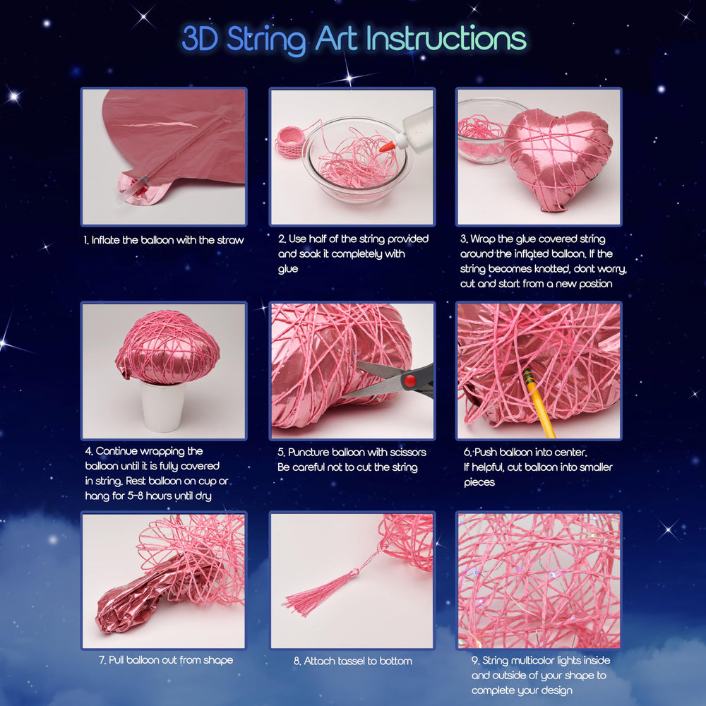 Going Creative 3D string art kit with LED lights adding a soft glow to projects