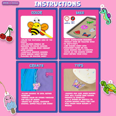 Going Creative Shrink-A-Doodle Kit kids watch charms shrink to half size during bake.