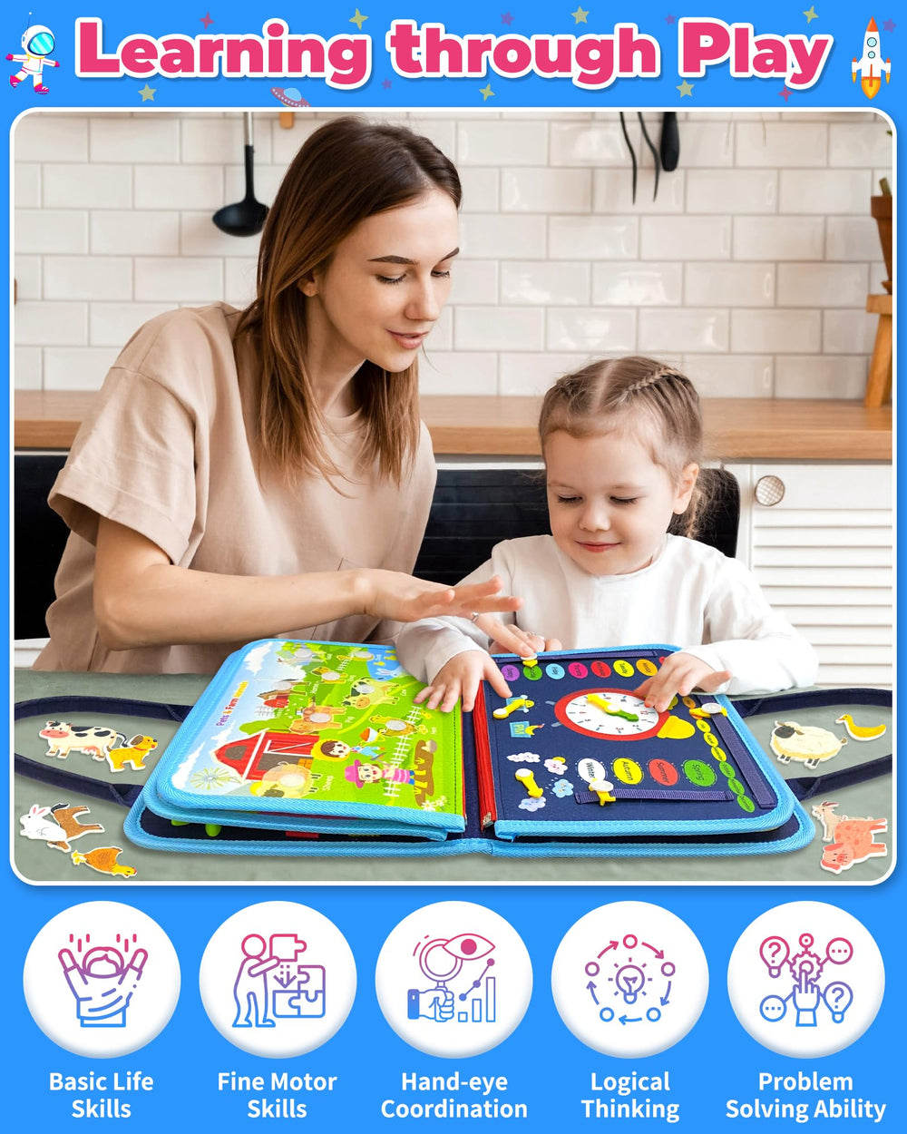 Gojmzo Busy Board color matching supports early cognitive development.