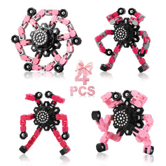 Gokeey transformable fidget spinners with four pink colors for tactile play and focus.