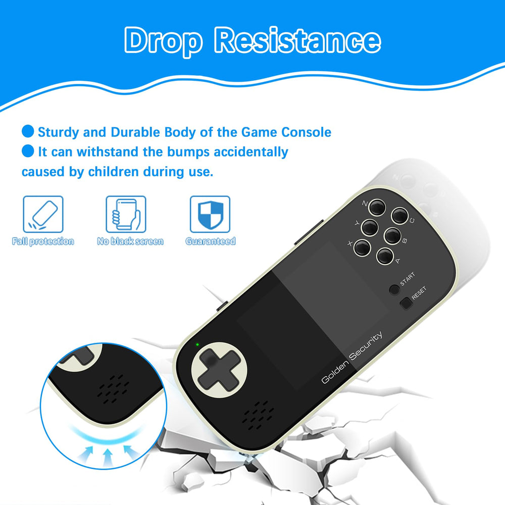 Golden Security console being used by kids to enjoy retro games on the go.