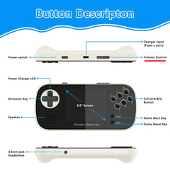 Golden Security handheld console screen closeup with vibrant display for immersive play.