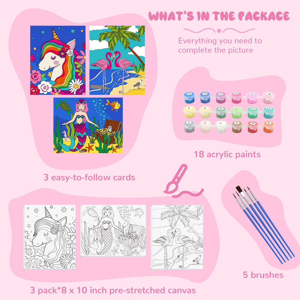 Goldentime mermaid canvas paint by numbers 8x10, ideal for family art time.
