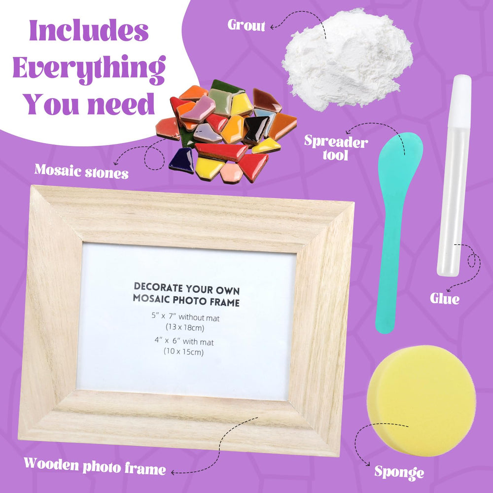 Goldentime mosaic frame kit glue bottle and tools ready to craft