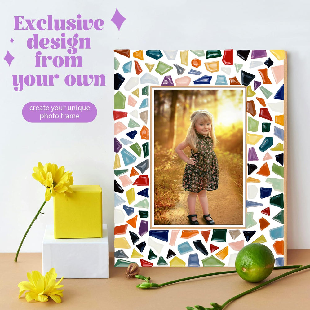 Goldentime mosaic frame kit finished display on table or shelf