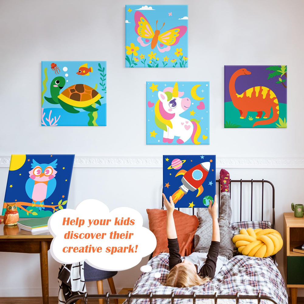 Goldentime paint by numbers turtle canvas for kids, offering a calming coloring experience