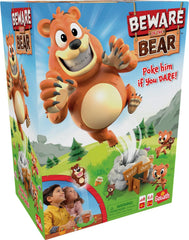 Goliath Beware of the Bear: die roll cue for sneaking a goodies in a lighthearted challenge.