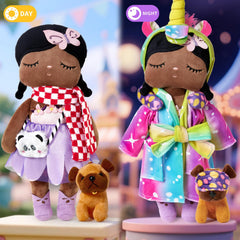 Golray baby doll clothes with red scarf for daytime adventures.