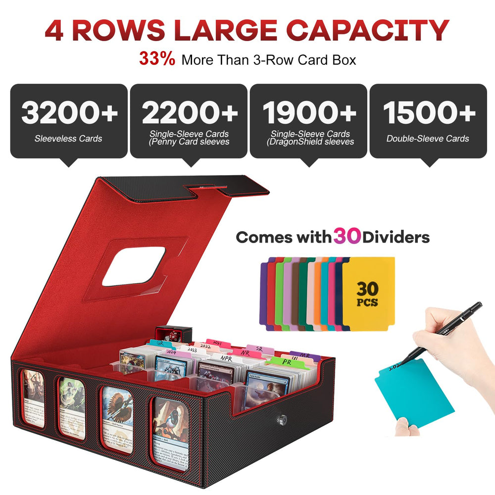 Gomyrod four row deck box interior showing organized dividers and slots.