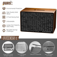 Gomyrod wooden money-saving box back output slot for easy withdrawals.