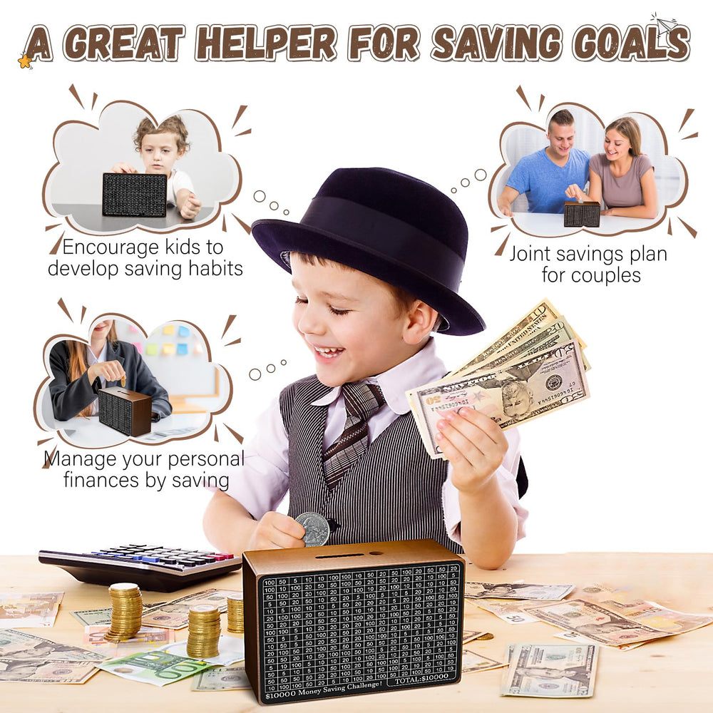 Gomyrod wooden money-saving box durable thick wood with smooth finish.