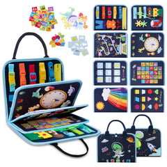 GONINO Toddler Busy Book with 23 activities across 9 themes, ideal for screen-free learning on the go.