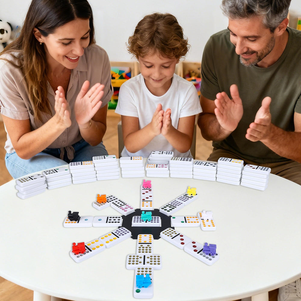 Gonoelec Mexican Train Dominoes Set family game night ready setup.