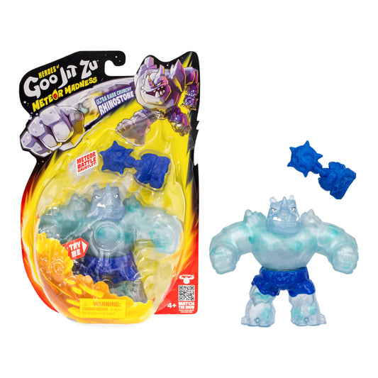 Goo JIT Zu Meteor Madness Rhinostone rare hero close-up showing stretchy texture for tactile play.