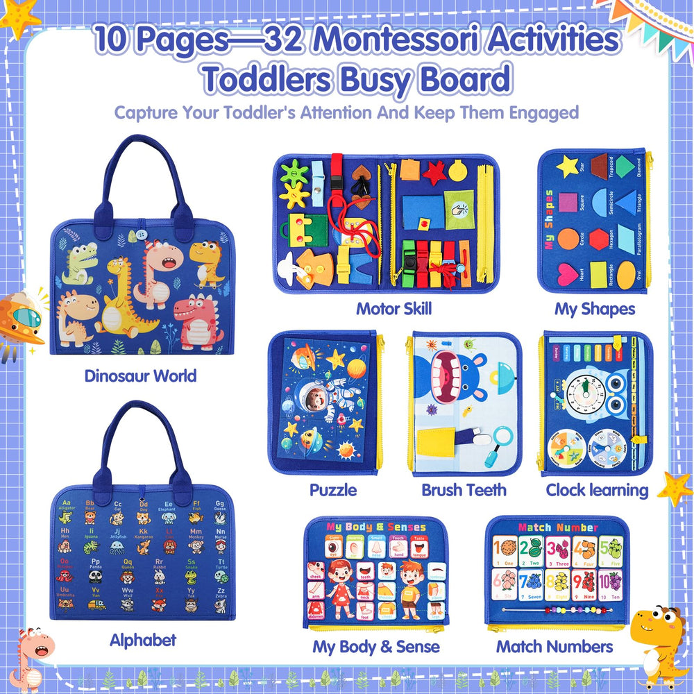 Goobaetoy Montessori Busy Board alphabets and shapes stimulate early learning during travel