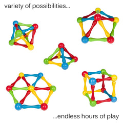 Goobi colorful pieces stimulate visual learning and motor exploration.
