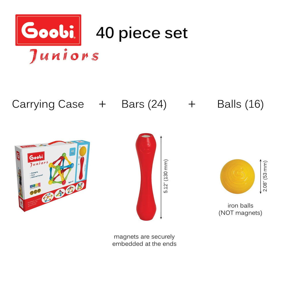 Goobi educational toy set grows with kids ages 1 to 3 years through creative challenges.