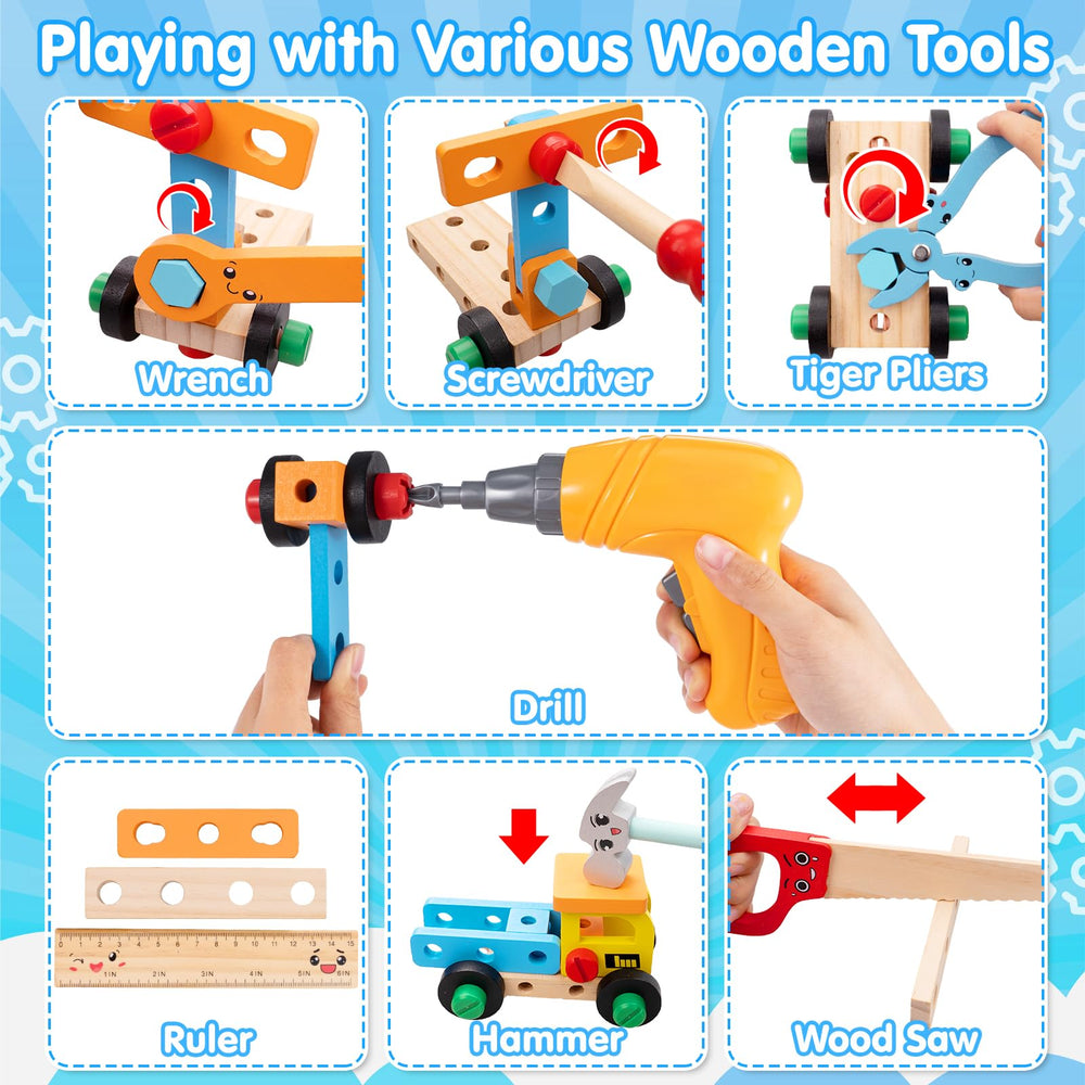 Goodfuns wooden toolbox contents for creative STEM projects