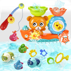 GOODLOGO bear waterfall bath toy with cascading water for bath time