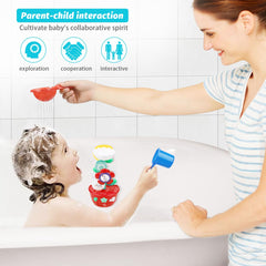 GOODLOGO bath toy cups and sprinkler in action for water play