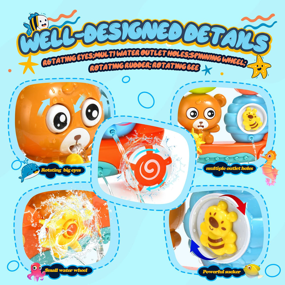 GOODLOGO rotating eyes and bees add imaginative bath play.