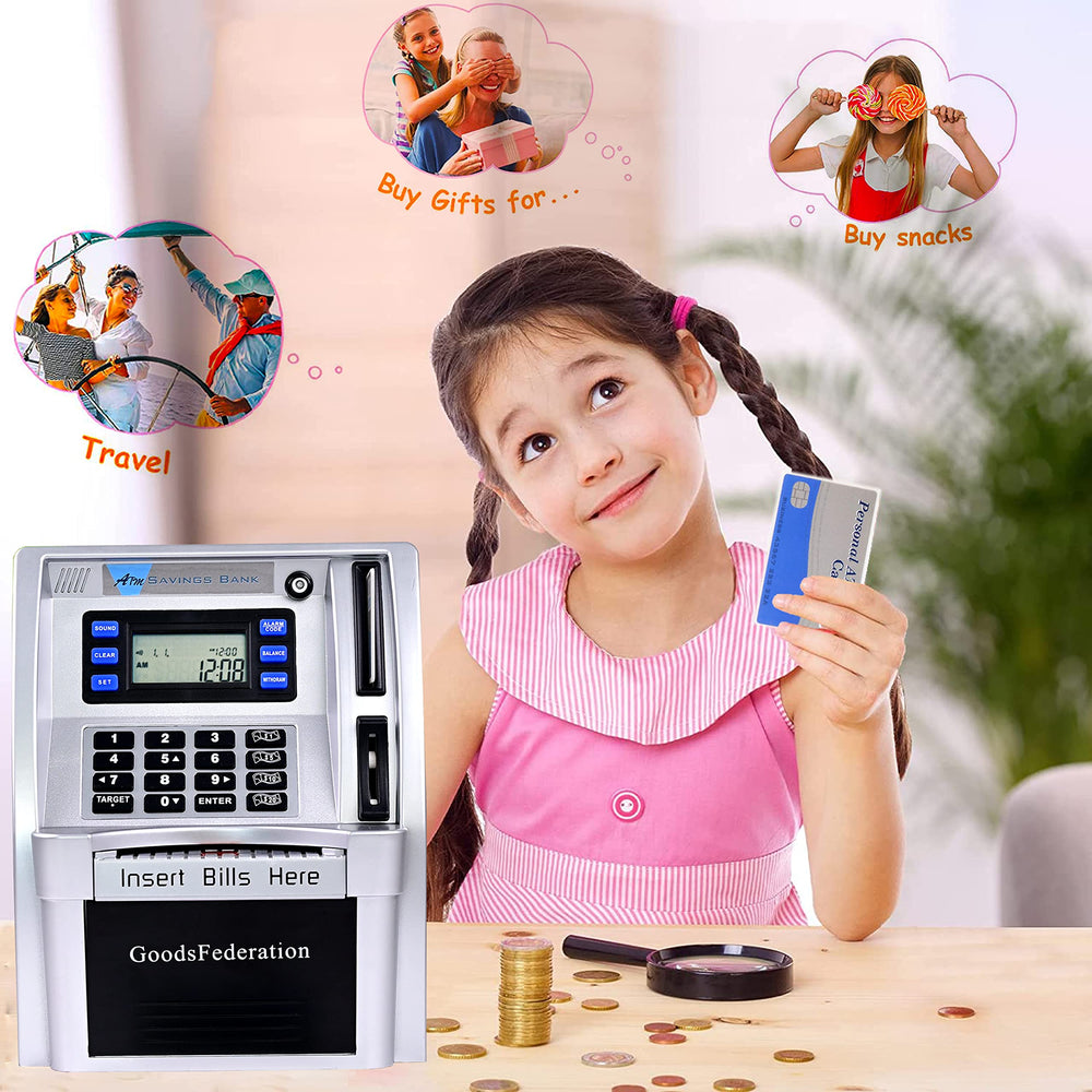 GoodsFederation Talking ATM Piggy Bank accepts banknotes automatically