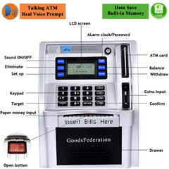 GoodsFederation Talking ATM Piggy Bank deposits coins and updates balance