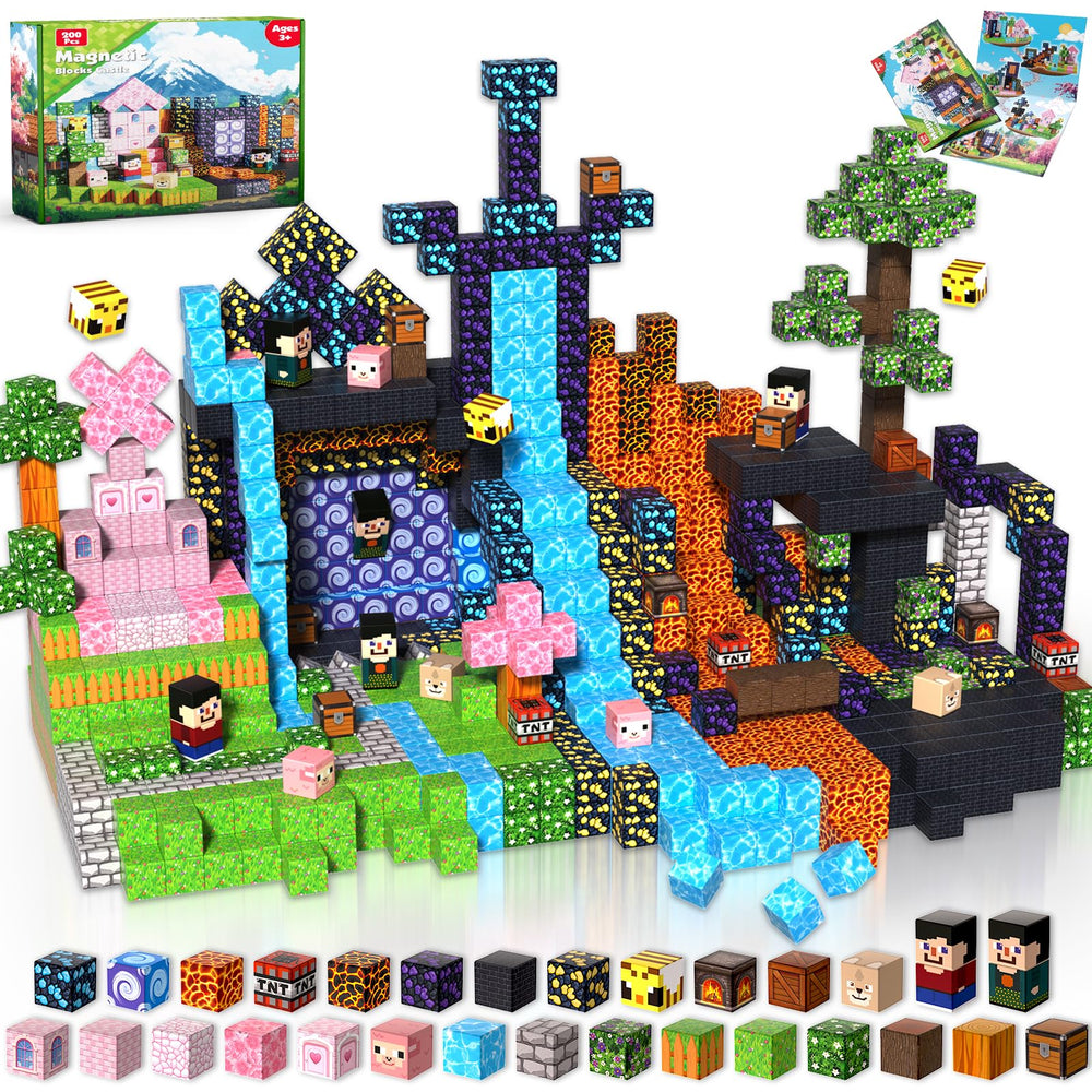 Goody King 200PCS magnetic blocks forest scene boost imaginative play and spatial skills