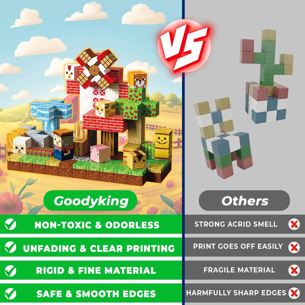 Goody King magnetic blocks provide stable builds for frustration-free construction sessions.