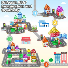 Gooidea 92PCS magnetic tiles amusement park invites dynamic city adventures.