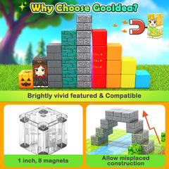 Gooidea magnetic blocks assembly shown for collaborative problem solving and creative projects.