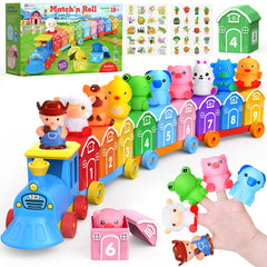 GooMags Montessori farm train barns with numbers support early math recognition.
