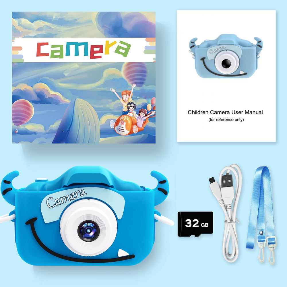 Goopow kids camera with lightweight design and lanyard for portability.