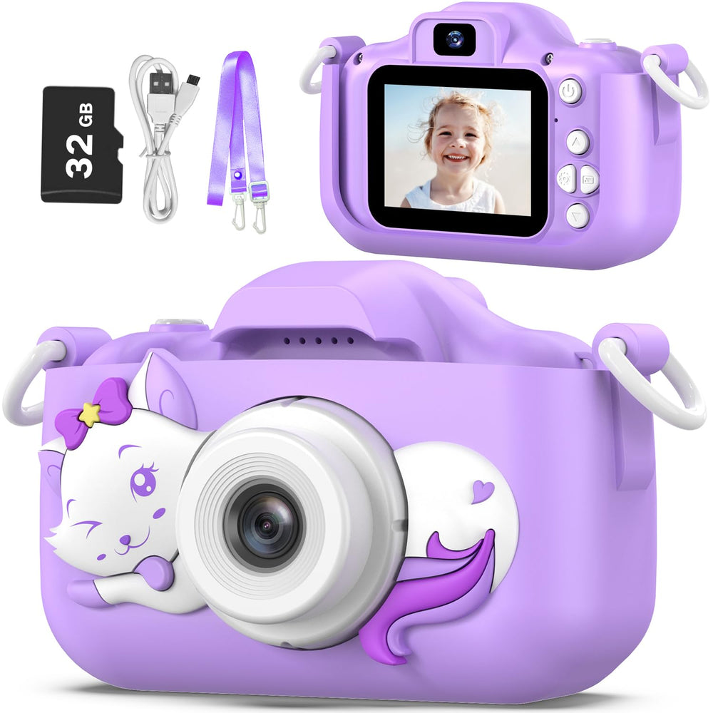Goopow Kids Selfie Camera front view, durable and kid-friendly for outdoor photos.