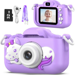 Goopow Kids Selfie Camera front view, durable and kid-friendly for outdoor photos.