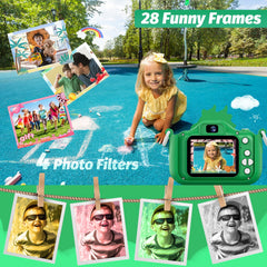 Goopow Kids Selfie Camera Green selfie mode enables easy child portraits.