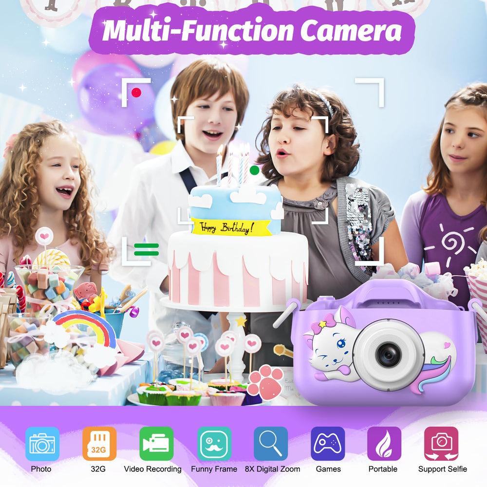 Goopow Kids Selfie Camera rear view showing dual lenses for selfies and video capture