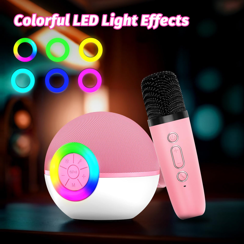 Goopow mini karaoke machine pink portable use for outdoor parties and trips.