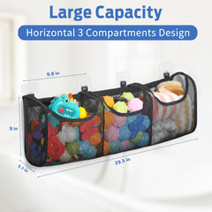 Goowin bath toy storage in mesh PVC promotes quick drainage and faster drying after baths