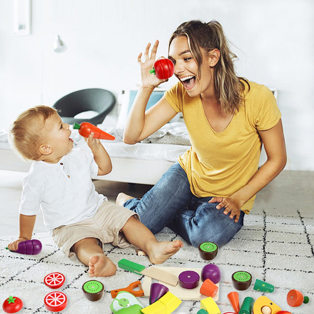 GOPLACS colorful wooden fruits close-up highlight vibrant colors
