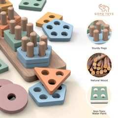 GOPO TOYS five geometric bases and twenty shapes on a board